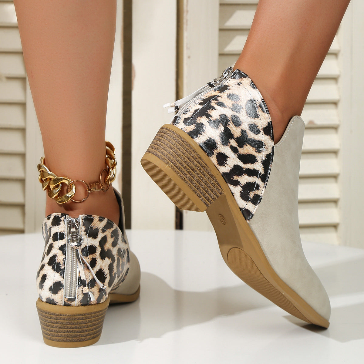 Leopard Boots Women Pointed