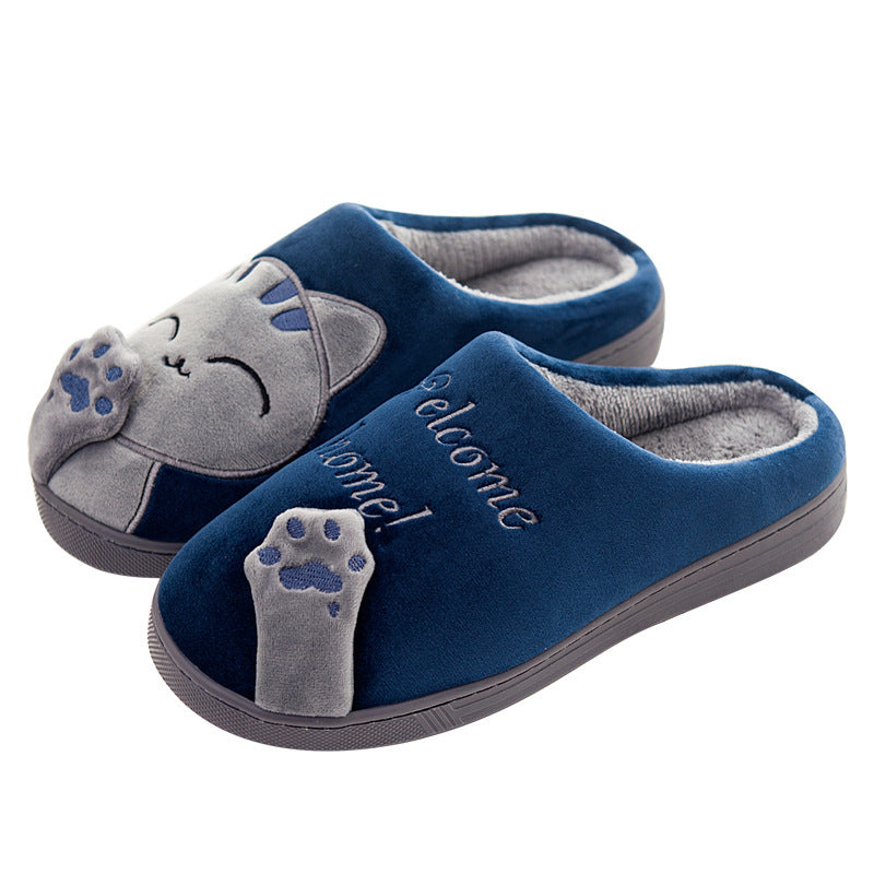 Cute Cat Slippers Women Men Winter