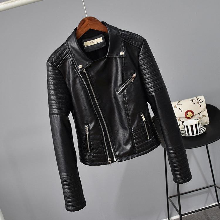 Women Washed PU Leather Jacket