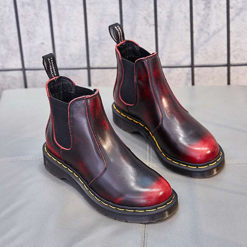 female couple leather short boots women