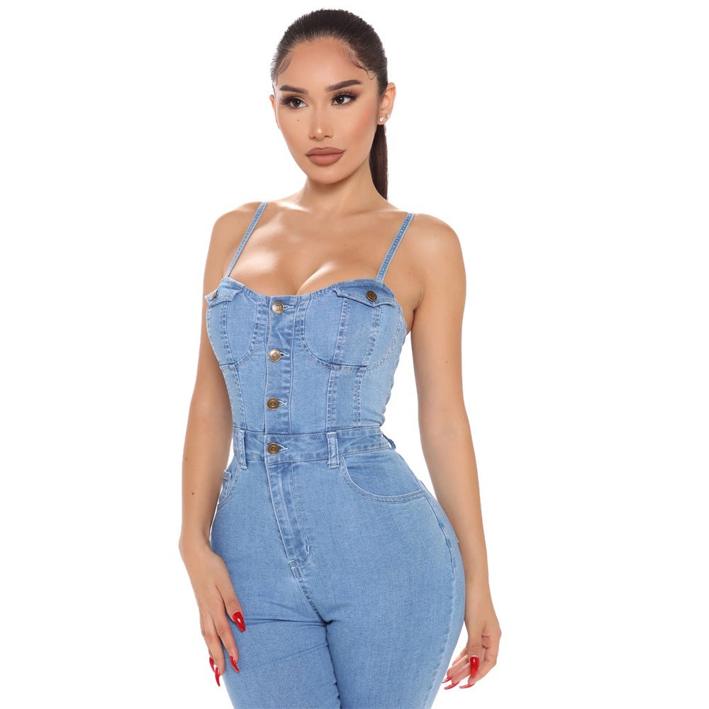 Casual Nightclub Denim Jumpsuit