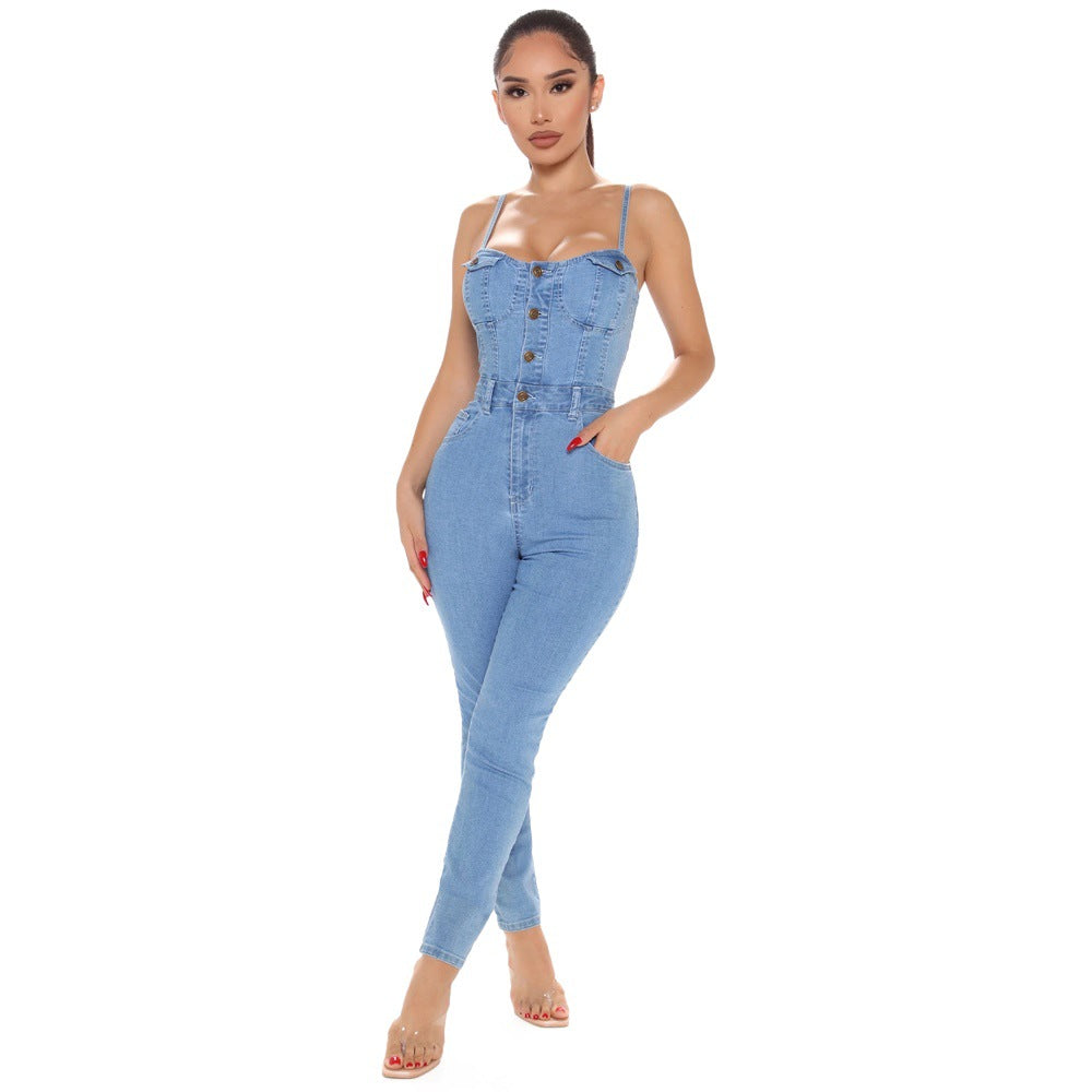 Casual Nightclub Denim Jumpsuit