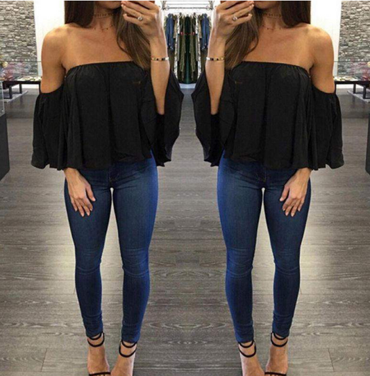 sexy top strapless loose T-shirt