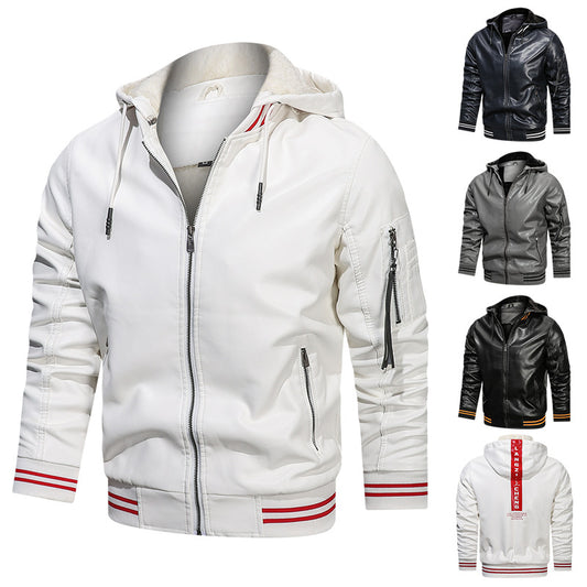 Multi-pocket Leather Jacket Men