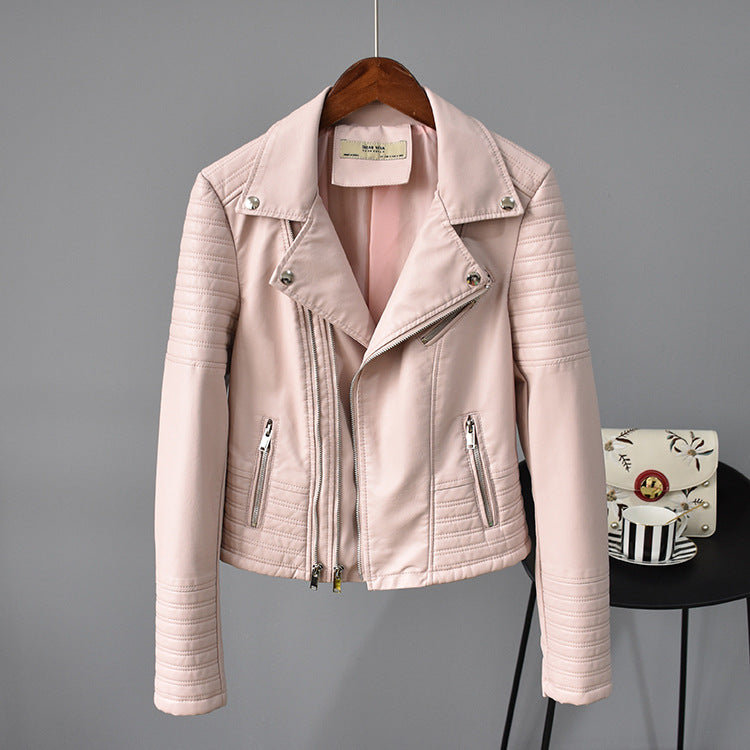 Women Washed PU Leather Jacket