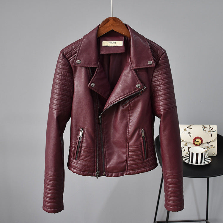 Women Washed PU Leather Jacket