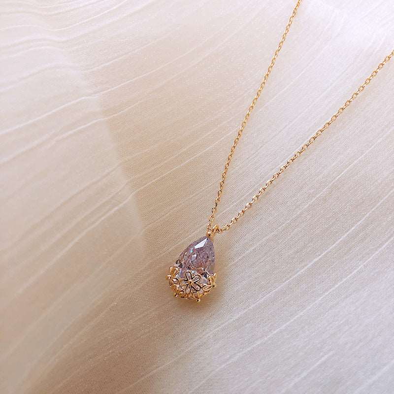 Crystal Water Drop Pendant Necklace Women