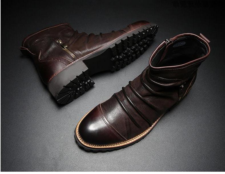 Leather shoes for men cowboy   Martin boots