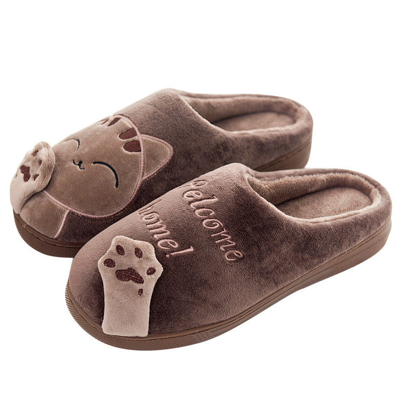 Cute Cat Slippers Women Men Winter