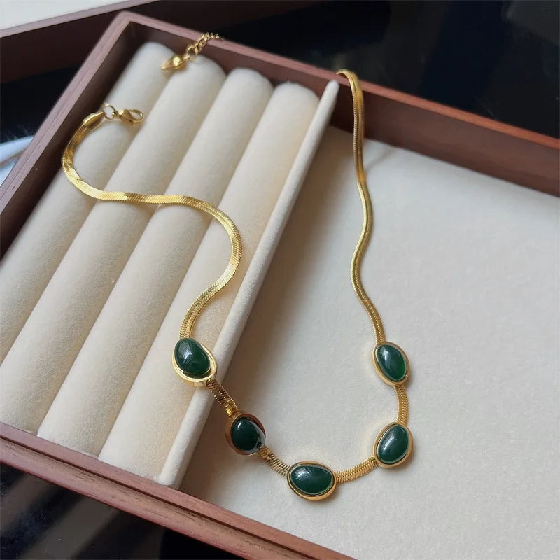 Fashion Jewelry Green Stone Crytal