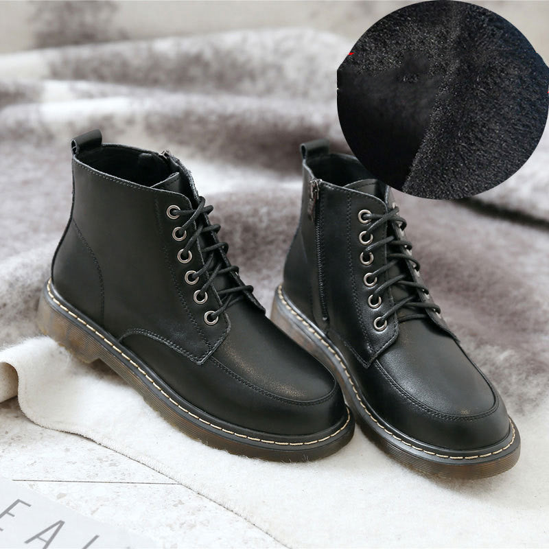 Student Ankle Boots High-top Leather