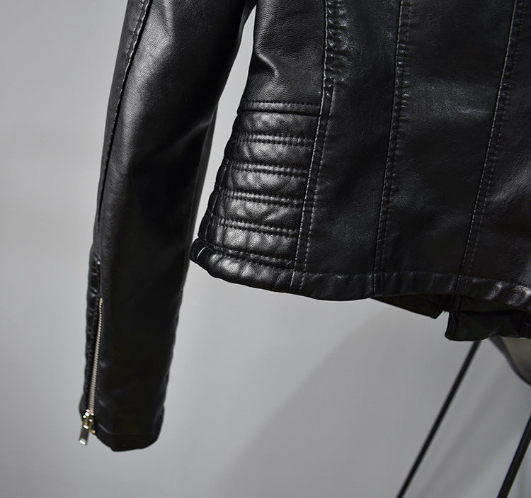 Women Washed PU Leather Jacket