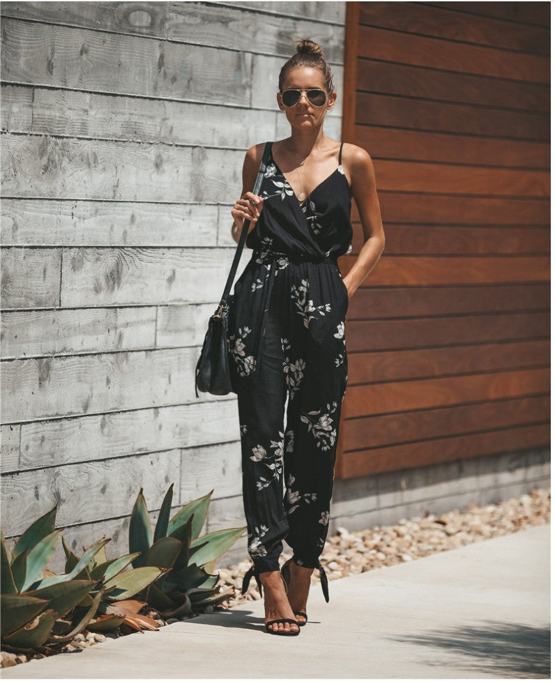 Women's Jumpsuit Flowers Print