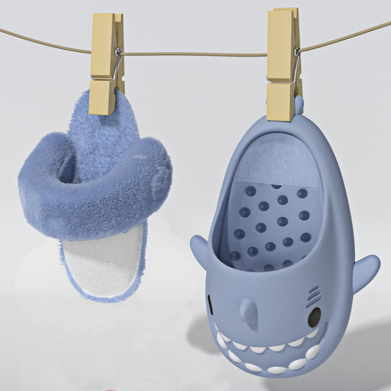 Warm Fuzzy Shark Slippers Bedroom