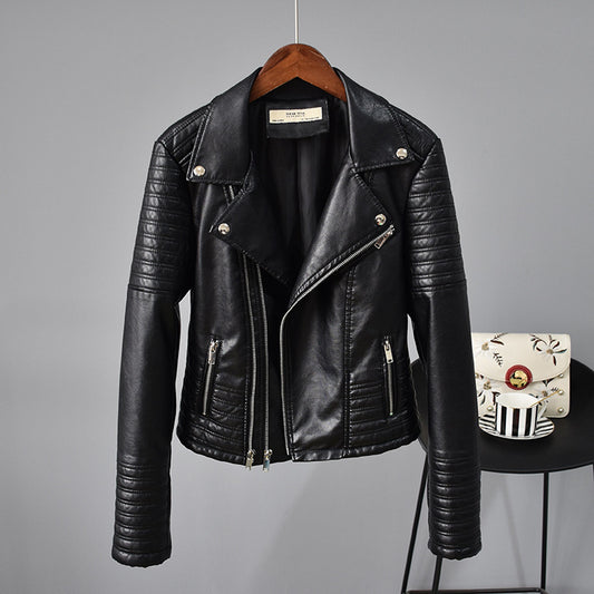 Women Washed PU Leather Jacket