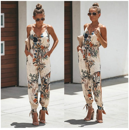 Women's Jumpsuit Flowers Print