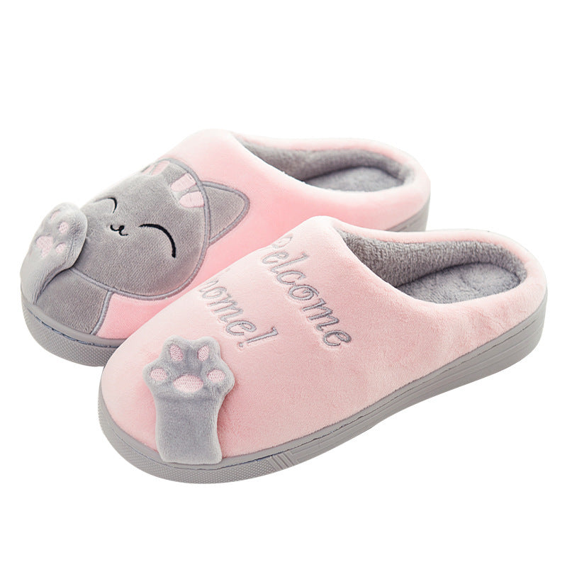 Cute Cat Slippers Women Men Winter