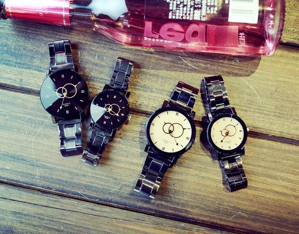 Gun Black Quartz Couple Watch