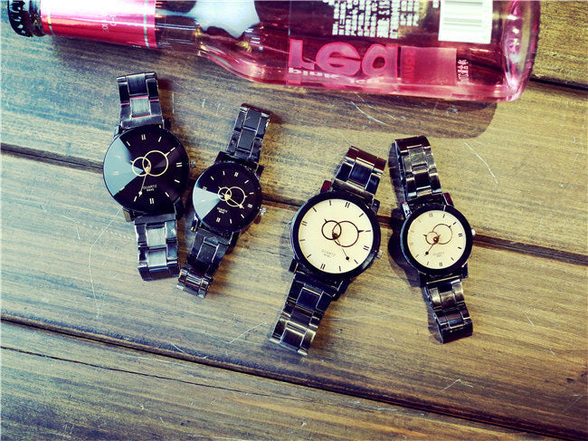 Gun Black Quartz Couple Watch