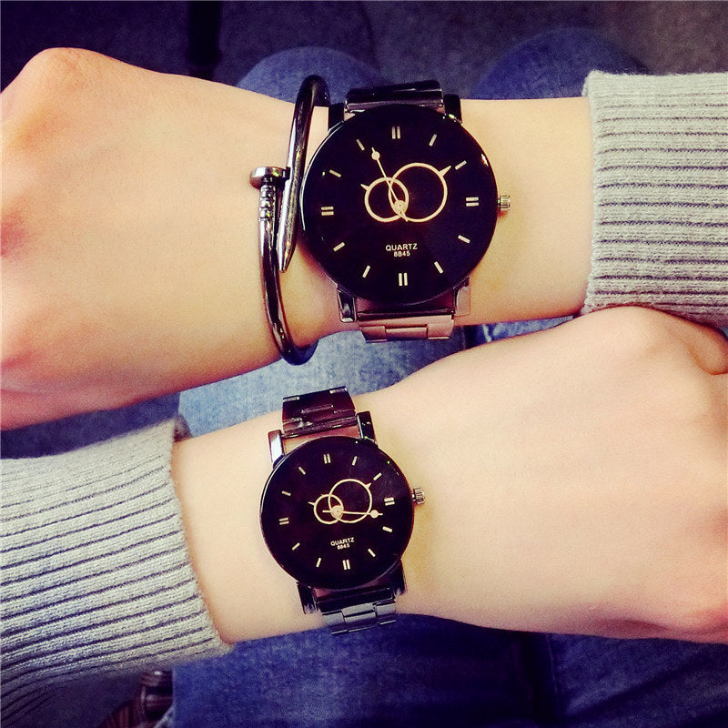 Gun Black Quartz Couple Watch