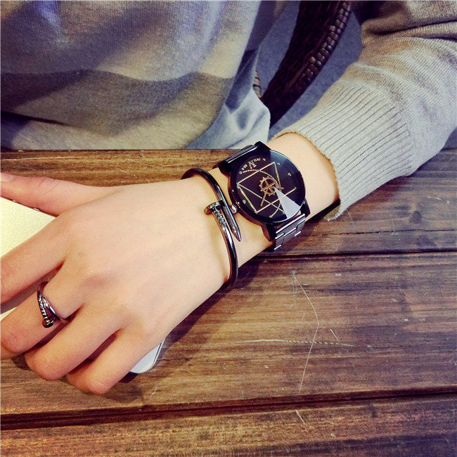 Gun Black Quartz Couple Watch