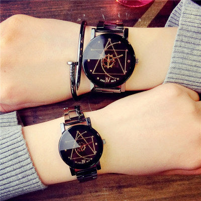 Gun Black Quartz Couple Watch