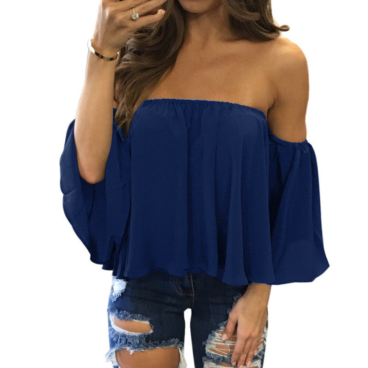 sexy top strapless loose T-shirt