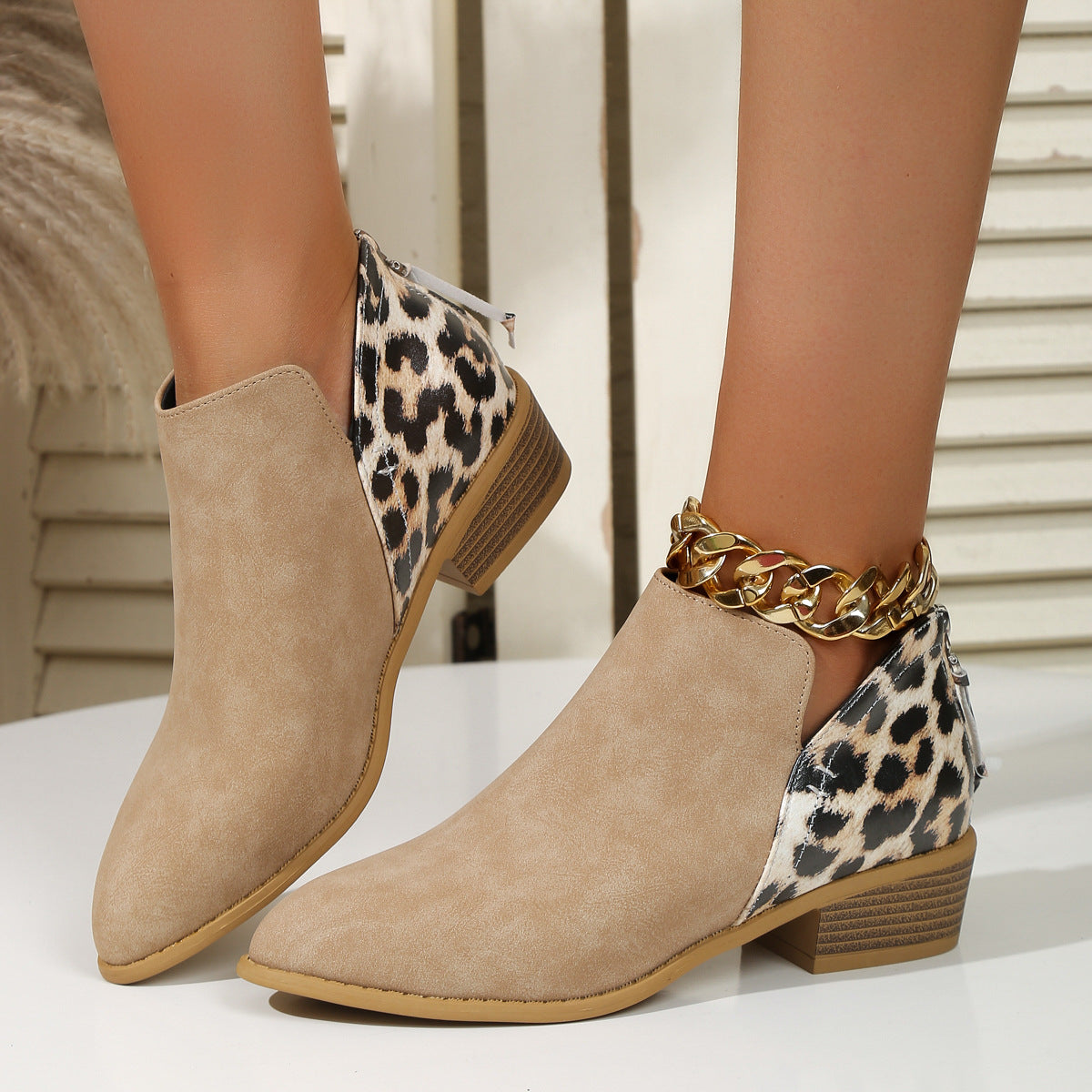 Leopard Boots Women Pointed