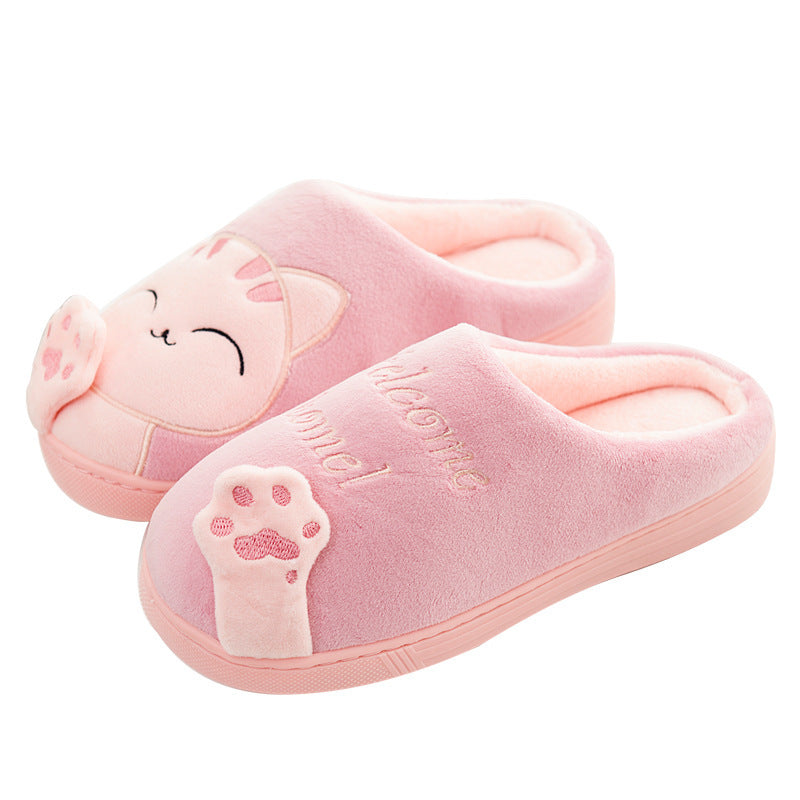 Cute Cat Slippers Women Men Winter