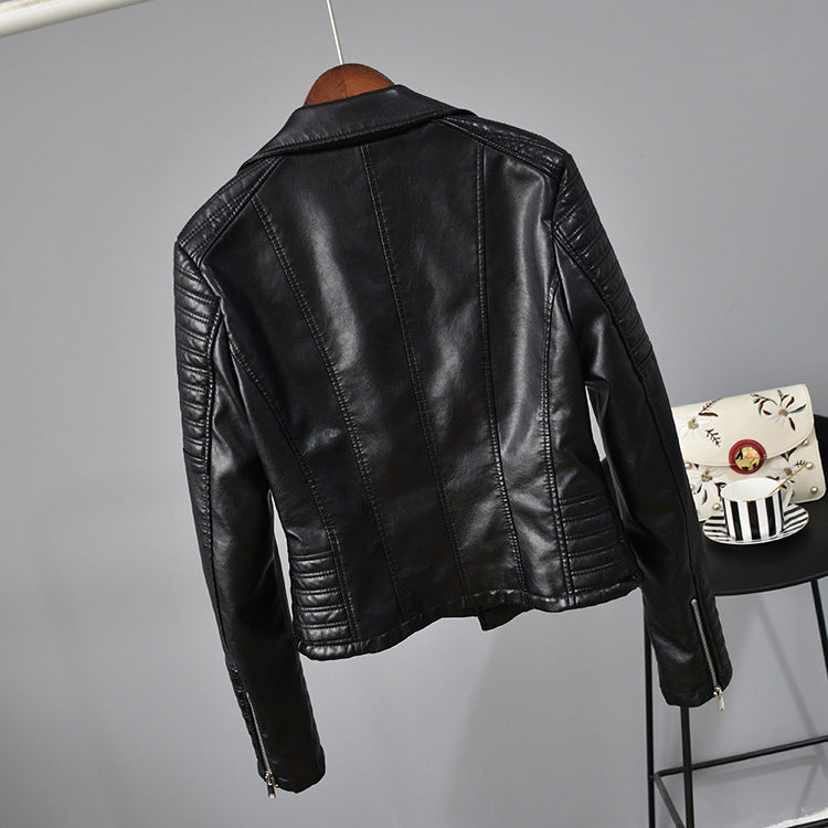 Women Washed PU Leather Jacket