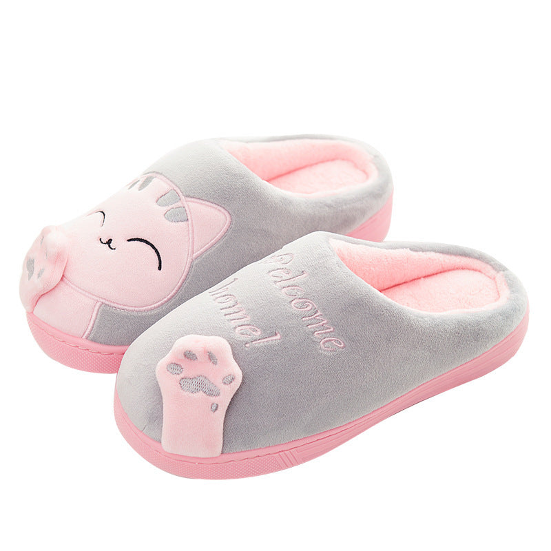 Cute Cat Slippers Women Men Winter