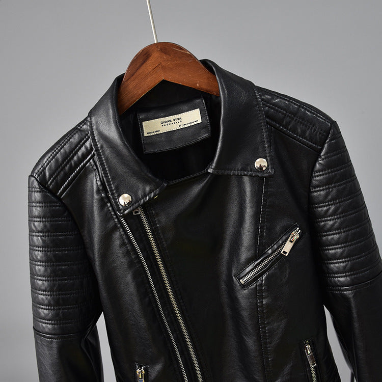 Women Washed PU Leather Jacket