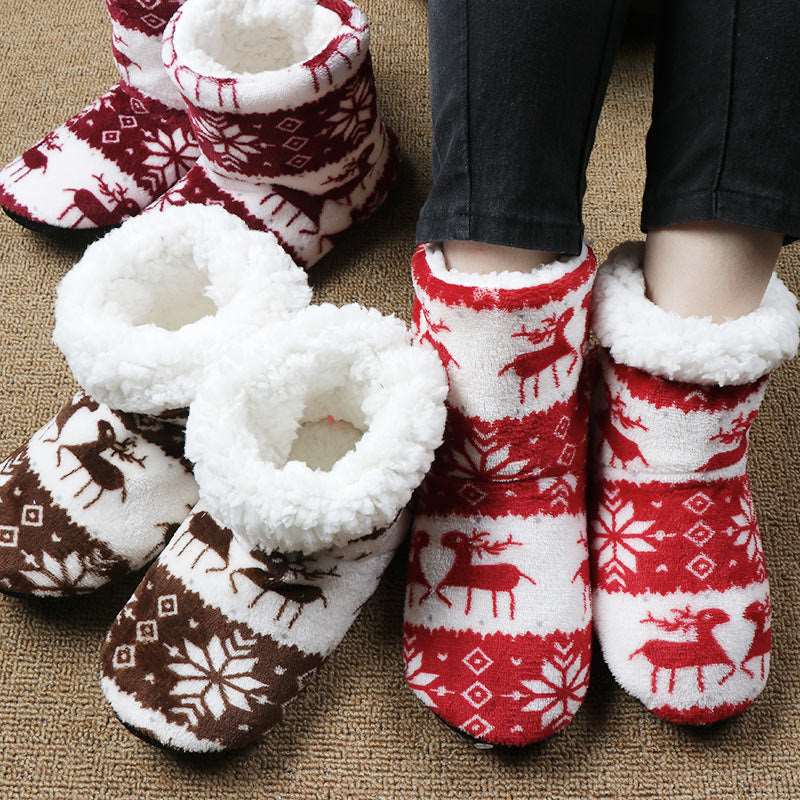 Christmas Shoes Indoor Socks Shoes Warm Plush House Slippers