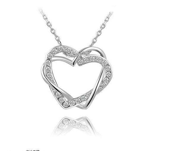 Diamond Heart Necklace Earring Set