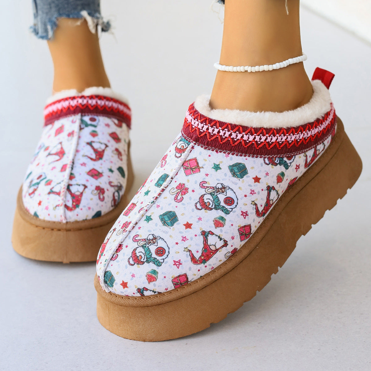 Women's Christmas Print Ankle Boots