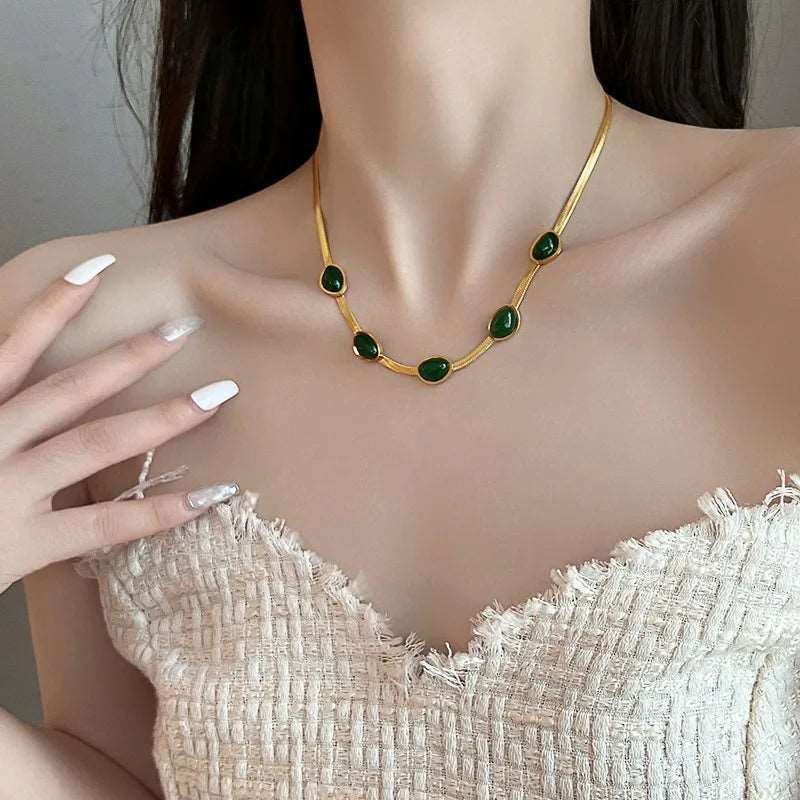 Fashion Jewelry Green Stone Crytal