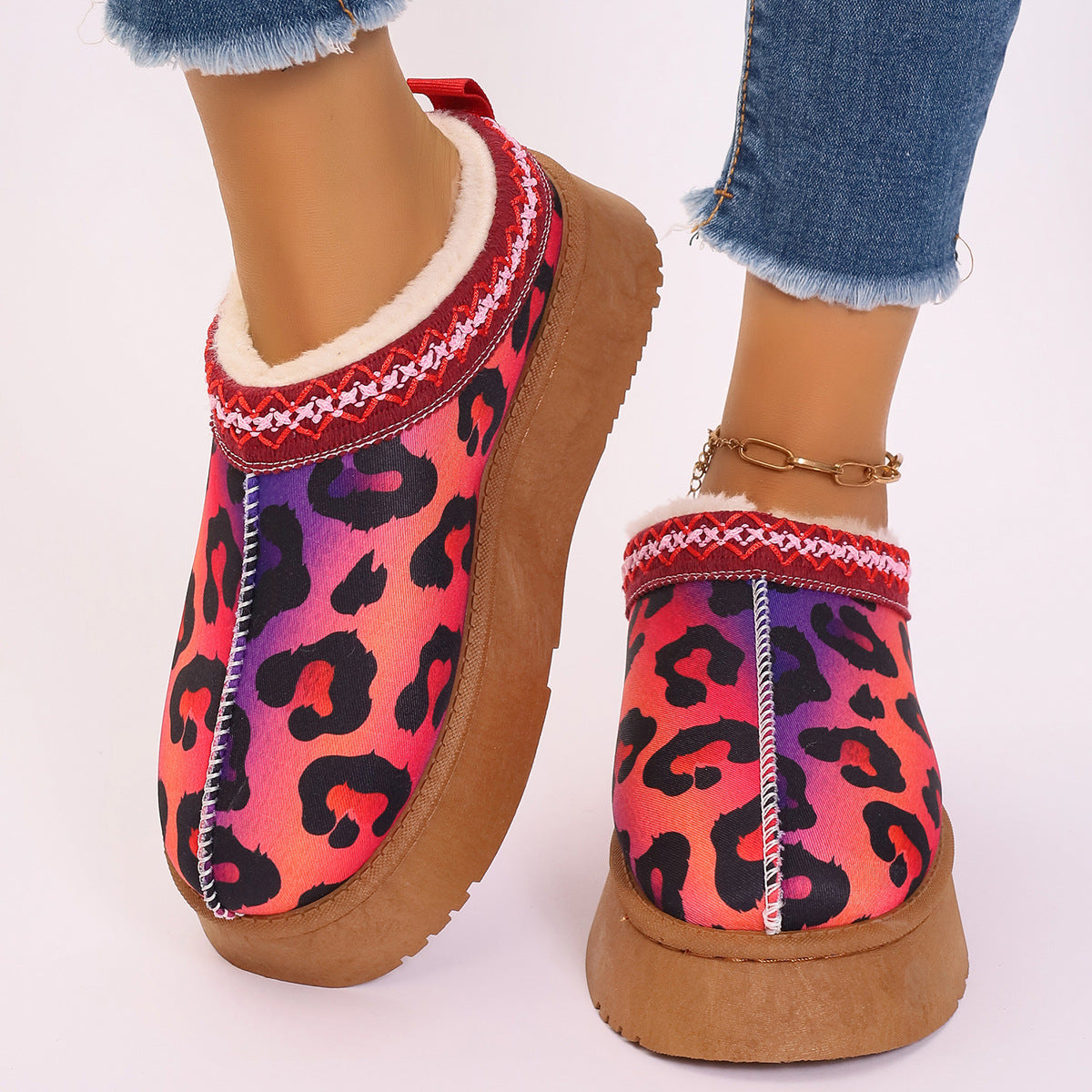 Women's Christmas Print Ankle Boots