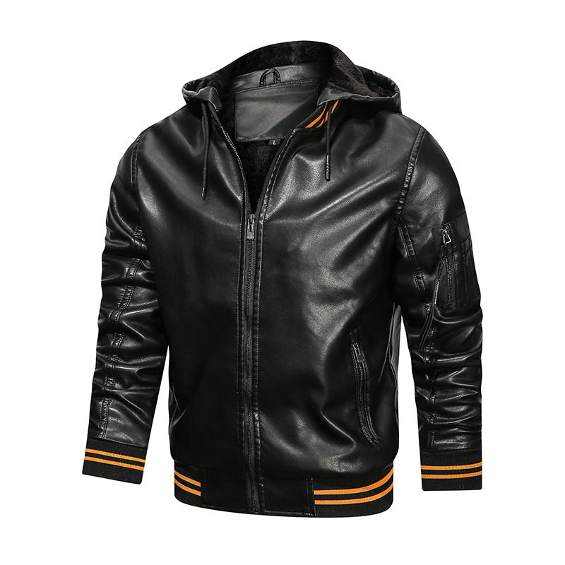 Multi-pocket Leather Jacket Men