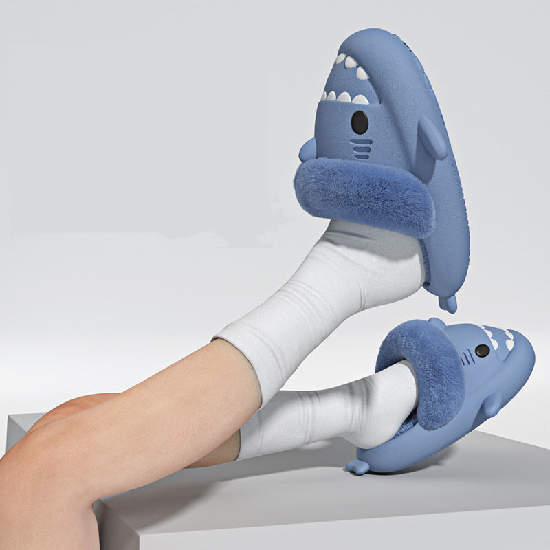 Warm Fuzzy Shark Slippers Bedroom