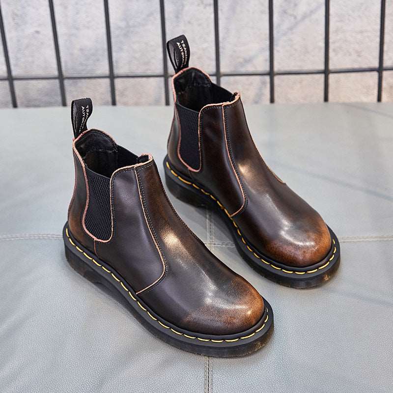 female couple leather short boots women