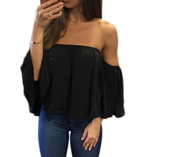 sexy top strapless loose T-shirt