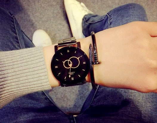 Gun Black Quartz Couple Watch