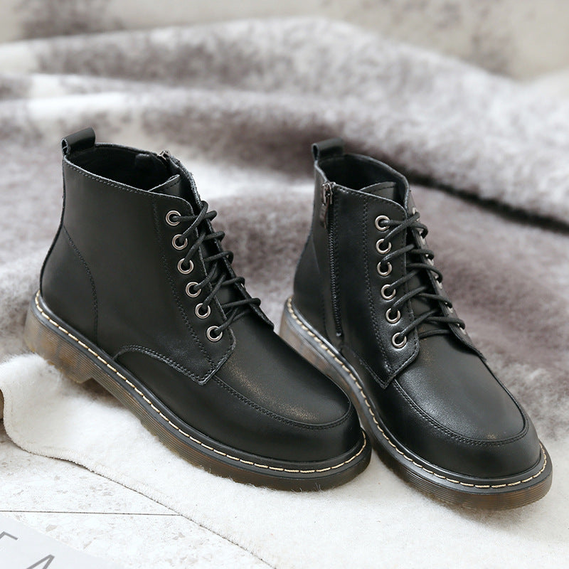 Student Ankle Boots High-top Leather