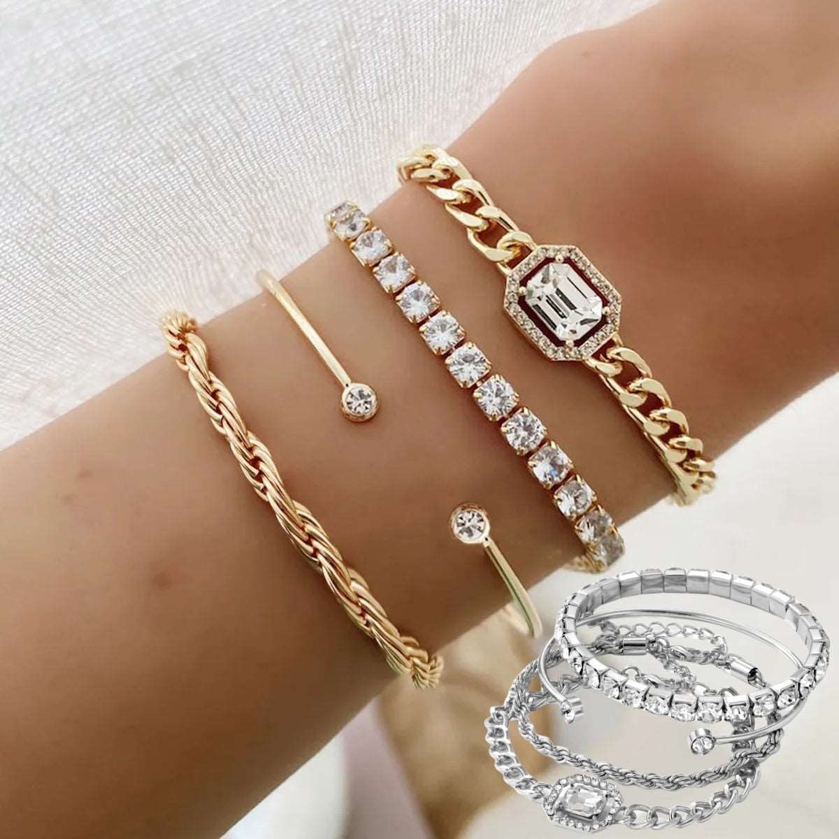 Fashion Jewelry 4 Pcs Crystal Bracelet