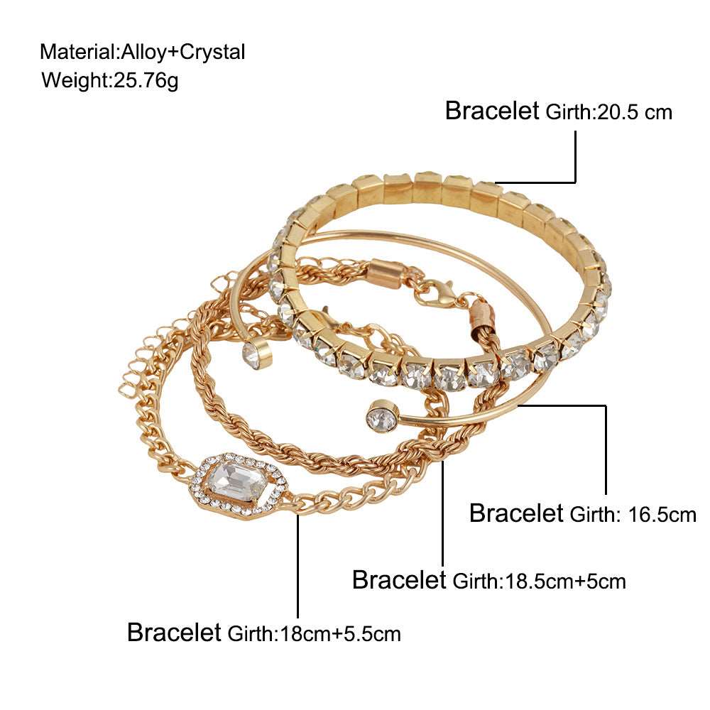 Fashion Jewelry 4 Pcs Crystal Bracelet