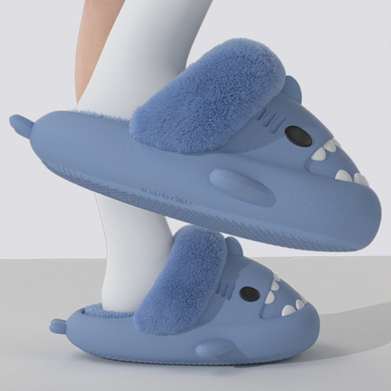 Warm Fuzzy Shark Slippers Bedroom