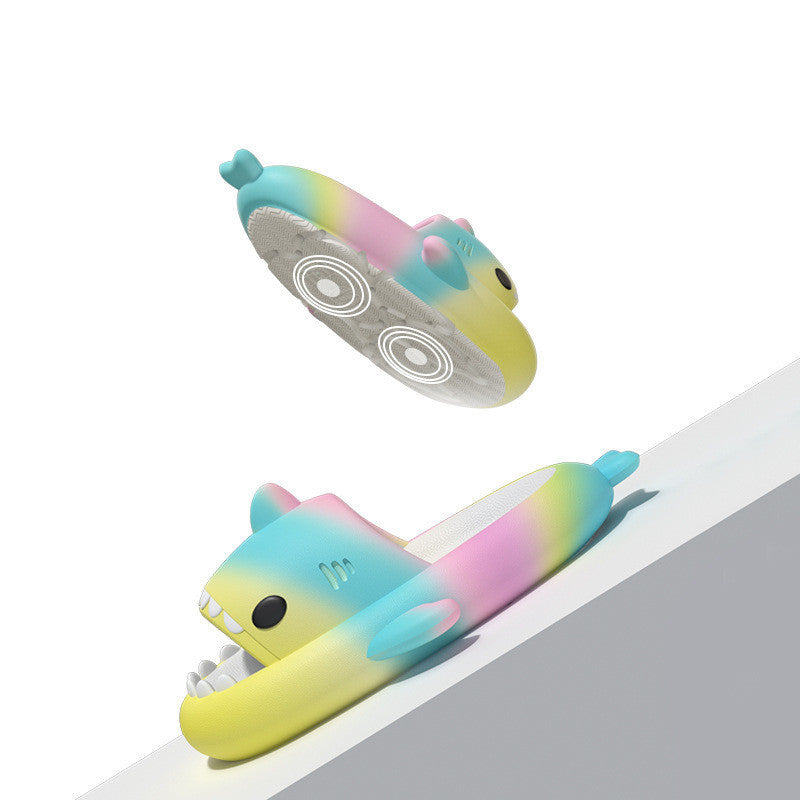 Gradient Rainbow Shark Slippers