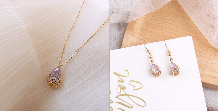 Crystal Water Drop Pendant Necklace Women