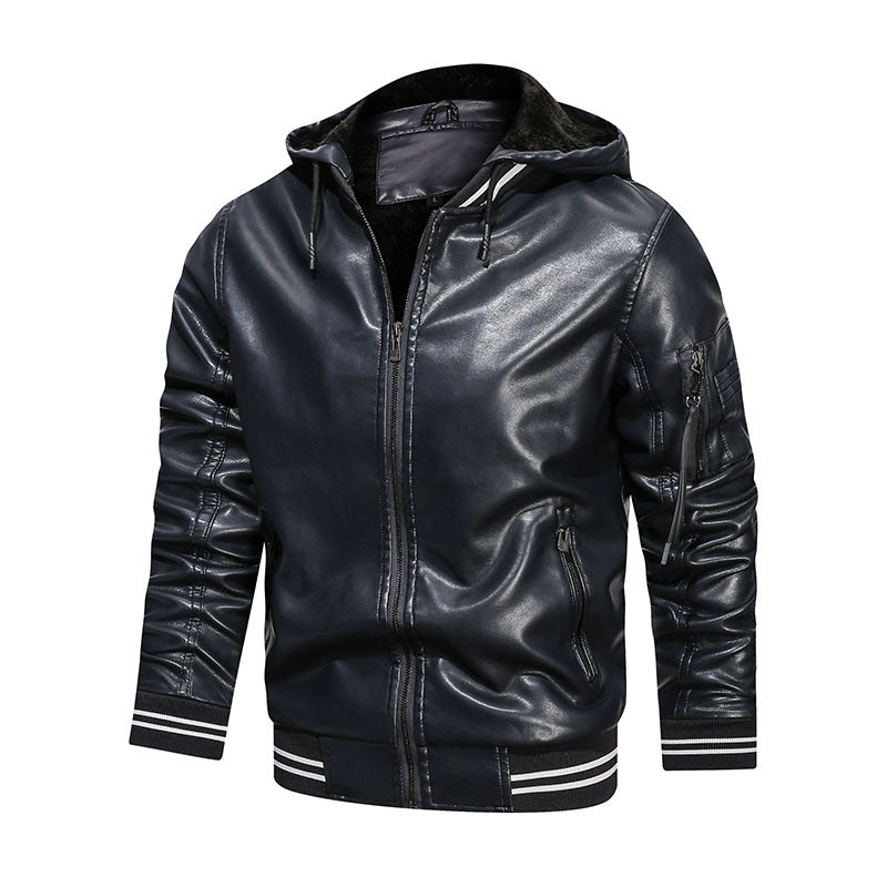 Multi-pocket Leather Jacket Men