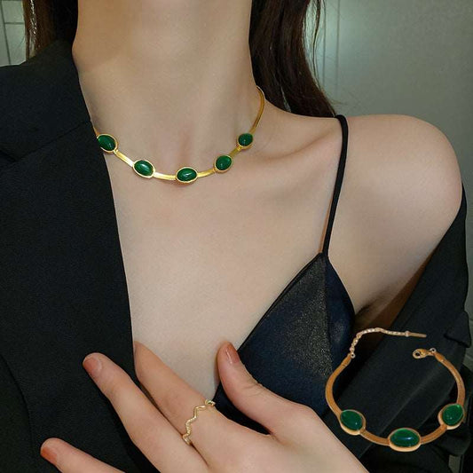 Fashion Jewelry Green Stone Crytal